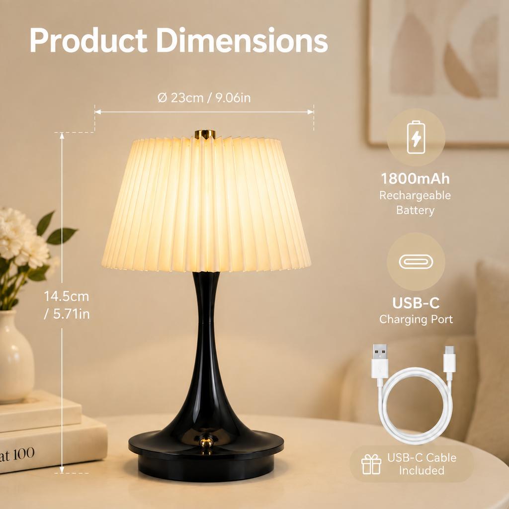 Xiaomi Modern Pleated Fabric Table Lamp Three-Color Lights Wireless Rechargeable Touch Control Decorative Lamp for Cafe Home Decor