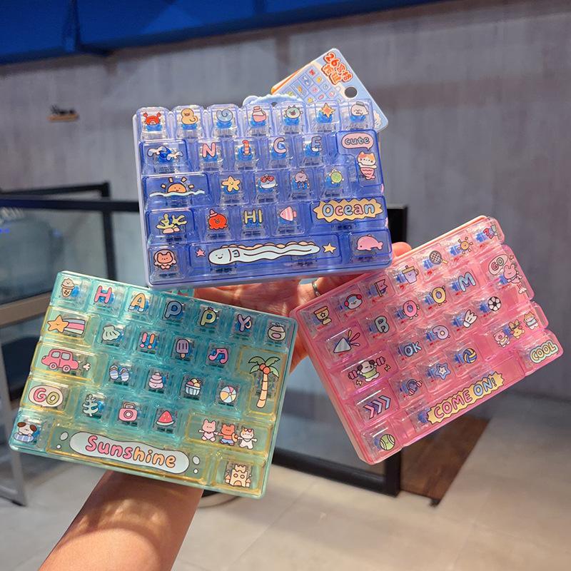 Mini Keyboard Keychain 26 Grids Creative Sea View Pendant Funny Decor for Key Ring Children's Day Gift