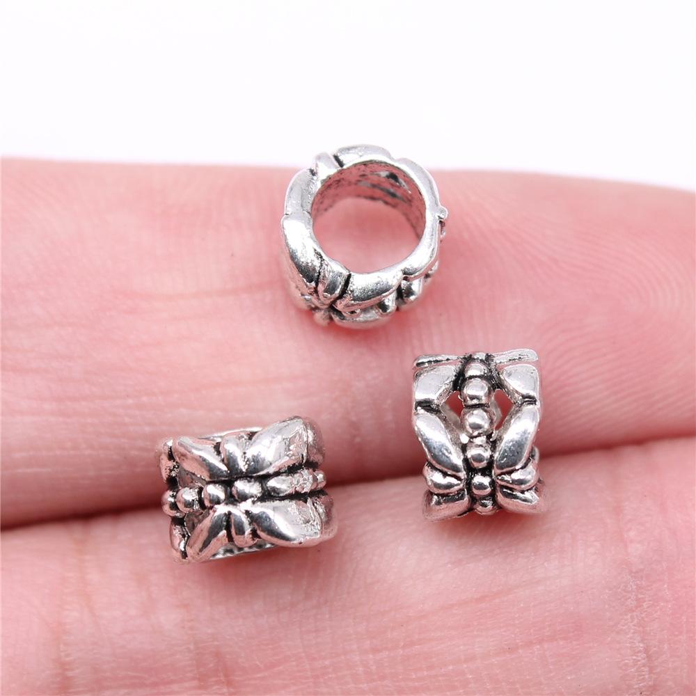20pcs Big Hole Round Carved Spacer Beads For Jewelry Making Antique Silver Color DIY Crafts Making Findings Handmade Findings