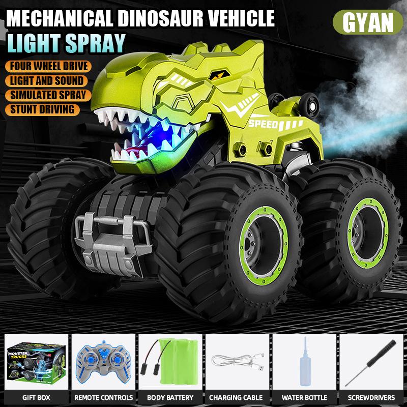 RC Car 2.4G Dinosaur Remote Control Cars with Colorful Light Spray Tumbling Stunt Climbing Vehicle Toys for Boys Children Gifts