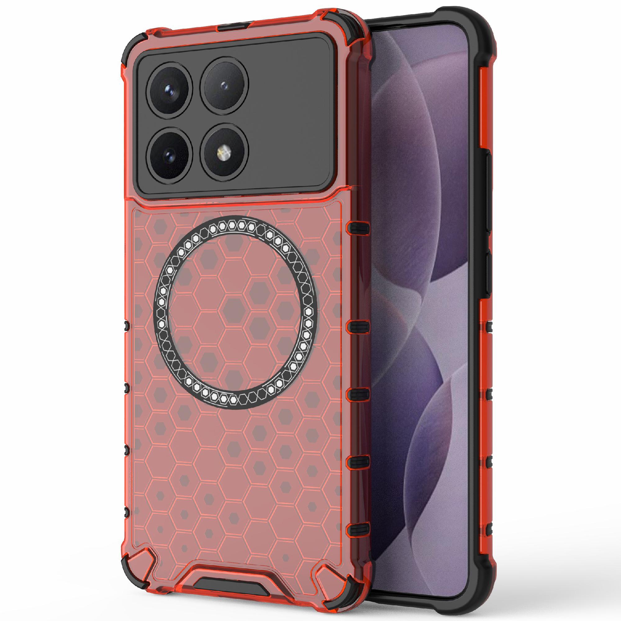 

For Xiaomi Poco F6 Pro 5G/Redmi K70 5G/K70 Pro 5G Magnetic Case Honeycomb TPU+PC Slim Phone Cover Red