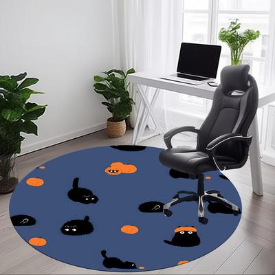 1 Stück Kürbis Katzen Büro Runder Teppich, Unter Bürostühlen Schlafzimmer Wohnzimmer Heimdekoration, Raumdeko, In Verschiedenen Größen Erhältlich