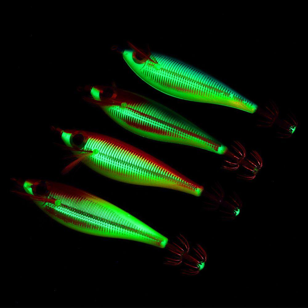 Luminous Copper Sinker Artificial Jigs Squid Hook Fishing Tackle Octopus Bait Wood Shrimp Lures