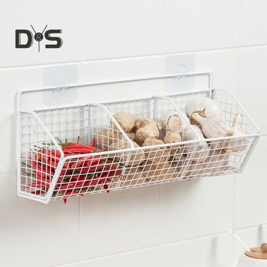Coș de depozitare montat pe perete, design gol, puternic, portant, ușor de instalat, organizator de legume și ceapă, suport de depozitare