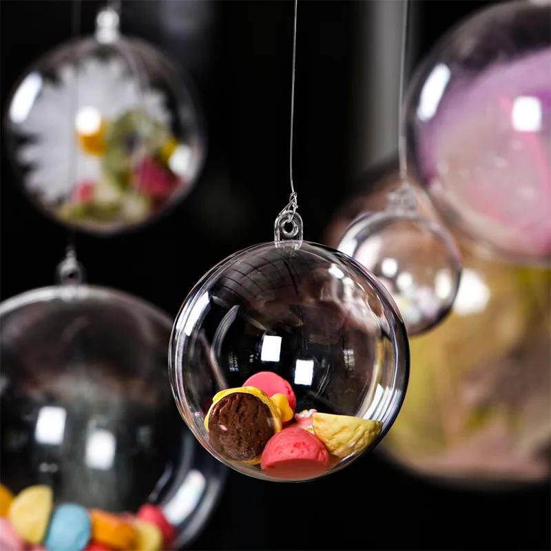 Transparent Ball Round Plastic Ball Hollow Ball Christmas Decoration Ball Lob Ball Can Open and Close Transparent Ball