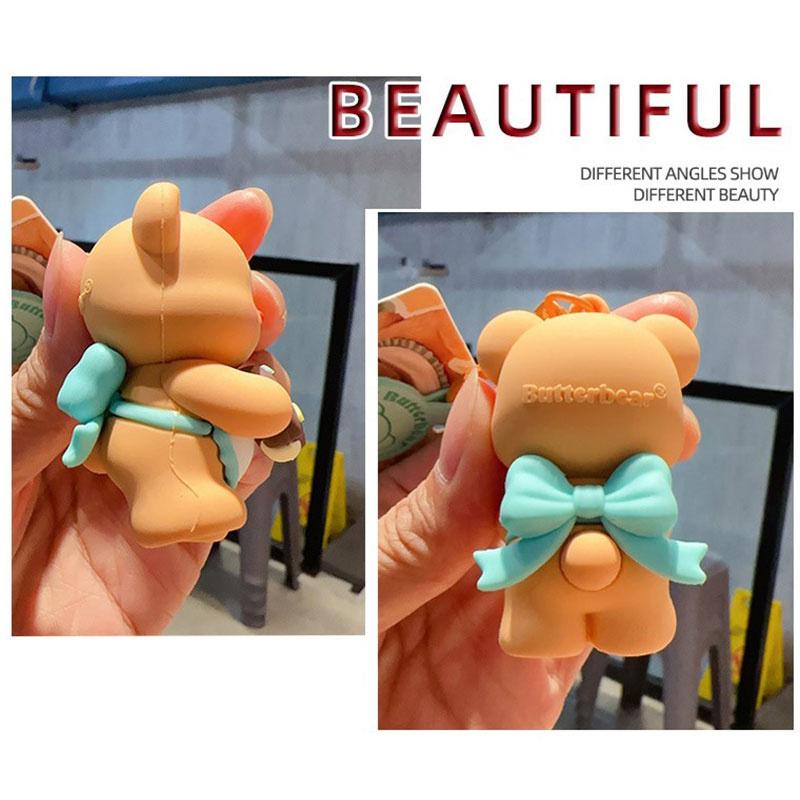 Butterbear Dessert Plush Doll Keychain Ring Butter Bear Cute Car Key Chain Pendant