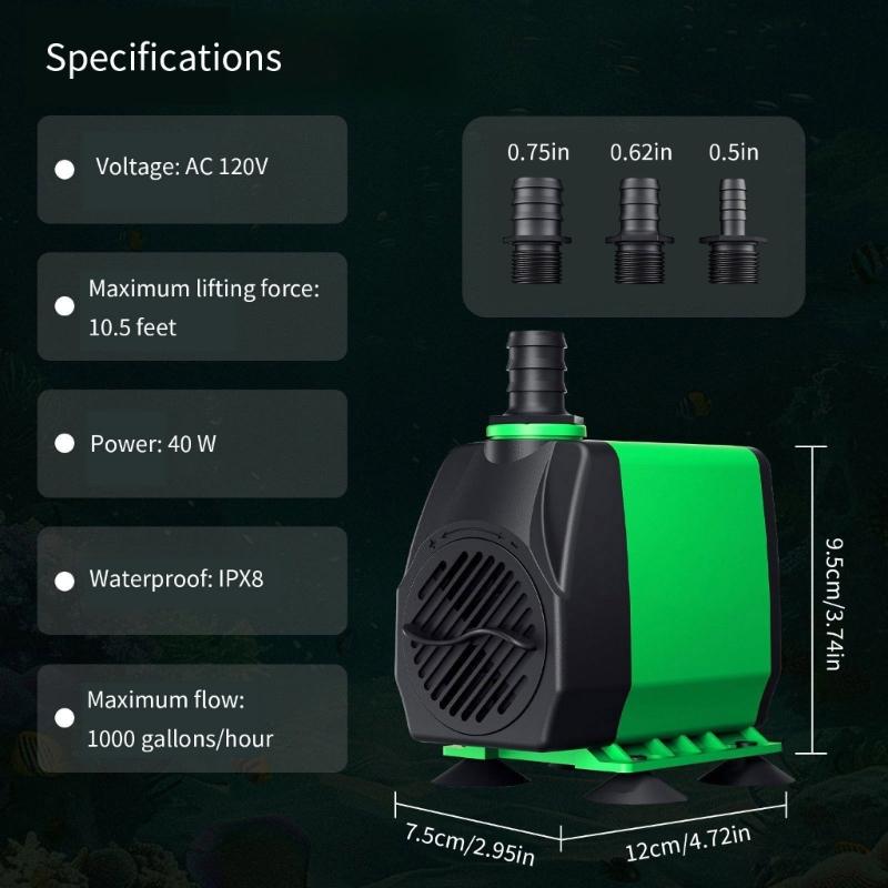 Energy Efficient 40W Aquariums Fountains Pump for Fish Pond and Tanks with High Delivery Head