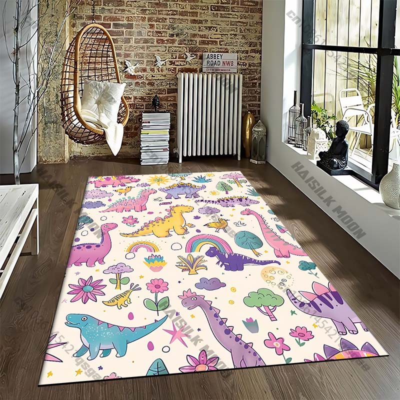 Cartoon Dinosaur Tyrannosaurus Cartoon Pattern Living Bedroom Carpet Bedside Floor Mat 15 Size Kid's Room Cloakroom Play Mat