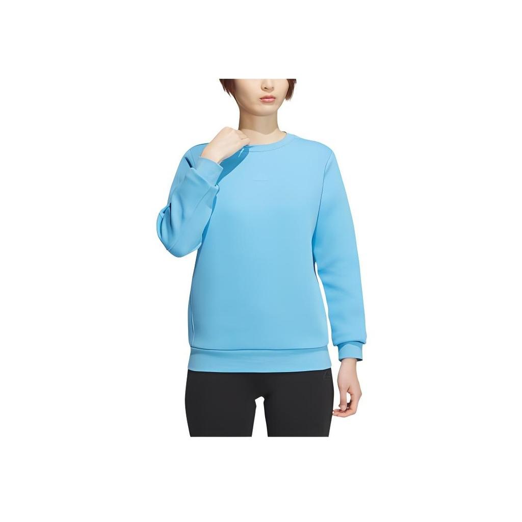 Adidas Solid Color Outdoor Casual Sports Crew Neck Pullover Long Sleeve Sweatshirt Women sweatshirt Blue JE8614