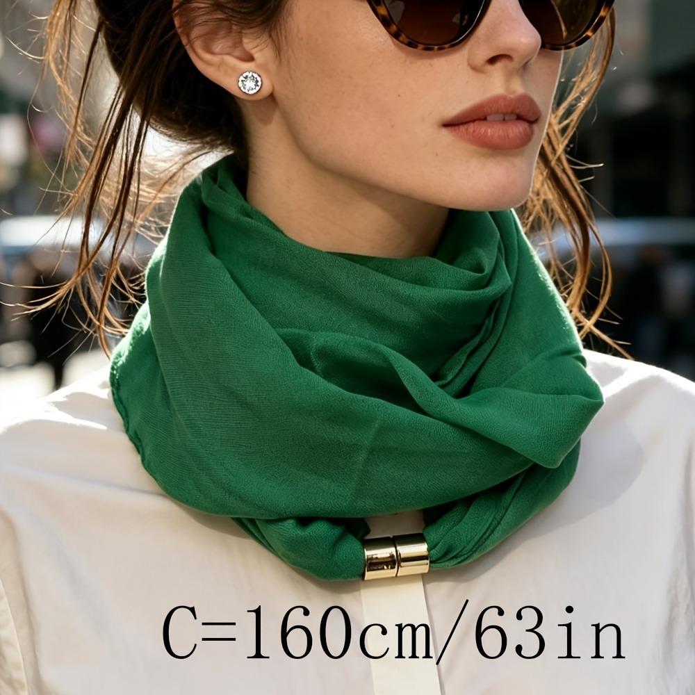 Spring Autumn Pleated Neck Scarf Women Magnetic Buckle Thin Square Scarf Premium Versatile Neck Gaiter Lightweight Neck Warmer