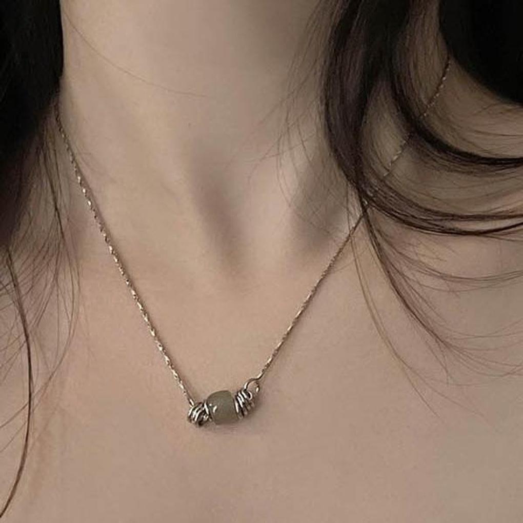 Vintage Gray Twisted Chain Necklace (Handmade)