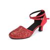 Women's Adult Dancing Shoes Medium Heeled Spring and Summer High Heeled Non-Wearable Comfortable Cotillion Shoes