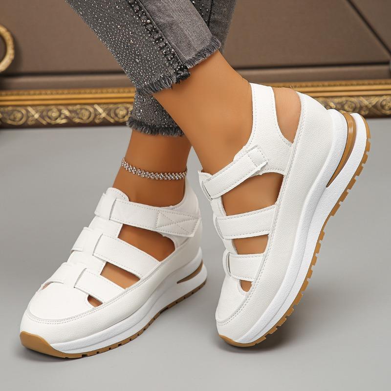 New Large Size Wedge Heel Sandals Women's Bag Head Hollowed Out Breathable Women's Large Size Muffin Thick Bottom Velcro Women