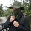 Camouflage Sonnenhut mit Sturmhaube Gesichtsmaske, UV-Schutz Herren Hut mit breiter Krempe, Atmungsaktiver Fischerhut für Outdoor Angeln Wandern Radfahren