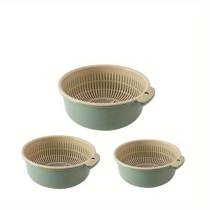 Vegetable Washing Basin, Plastic Double-layer Drain Basket, Rice Washer, Vegetable Washing Basin, Kitchen Fruit Washing Dish