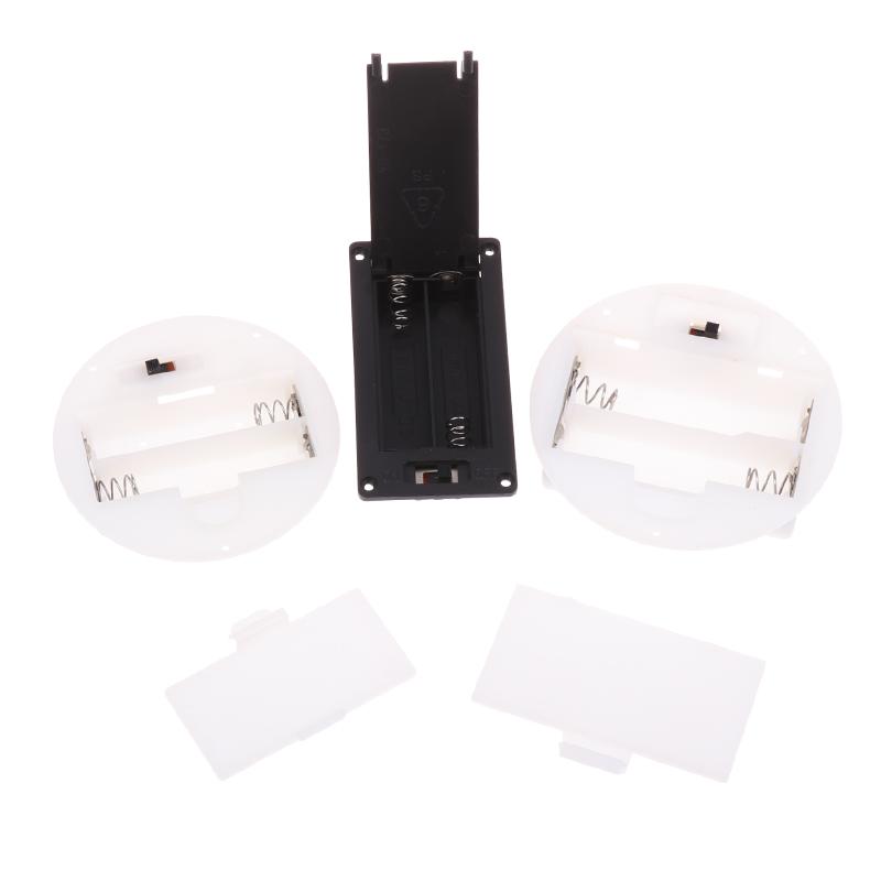 1/5Pcs 2 Aaa/Aa 3V Battery Case With Switch Cover Round Embedded Battery Holder Battery Storage Boxes Switch Socket Container