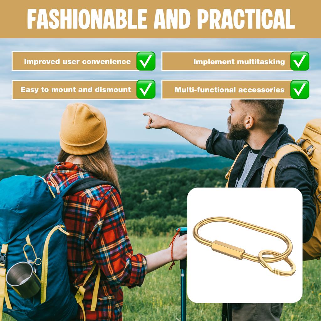 Brass Key Ring Gold Key Chain Organizer Holder Men Women Keychain with Secure Screw Locking for Key Handbag Mountaineering Bags