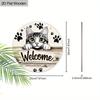 Garden Decoration, Wooden Hanging Decorative Signs, "WELCOME" Logo, Cute Kitten Pattern, 2D Graphic Products, Housewarming Gifts for Friends