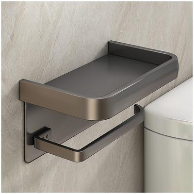 Toilettenpapierhalter aus Aluminiumlegierung, Wandhalterung, WC-Speicher-Organizer, Rollenpapier, Telefonregalhalter, Badezimmer-Zubehör