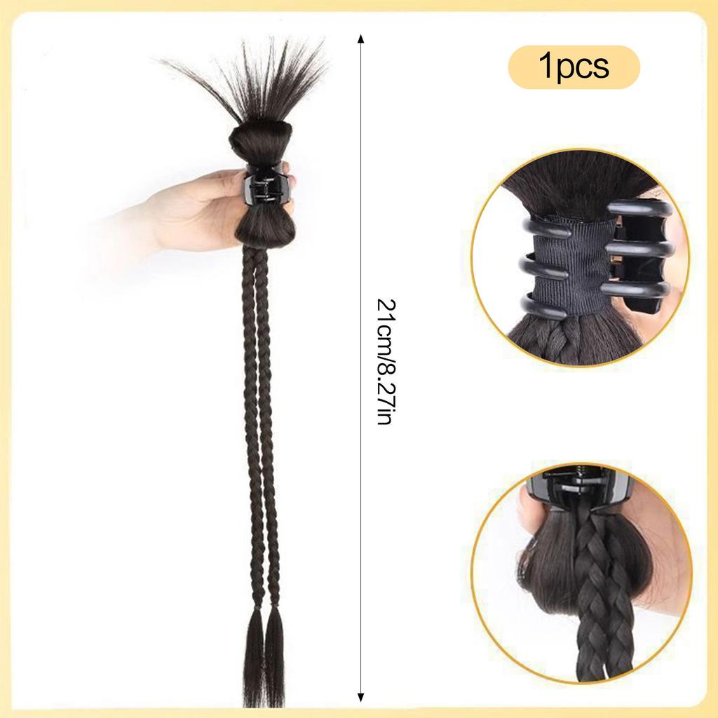 Synthetic Braids Wigs Ponytail Twists Boxing Braid Wig with Hair Clip for Women Girls Ladies Female