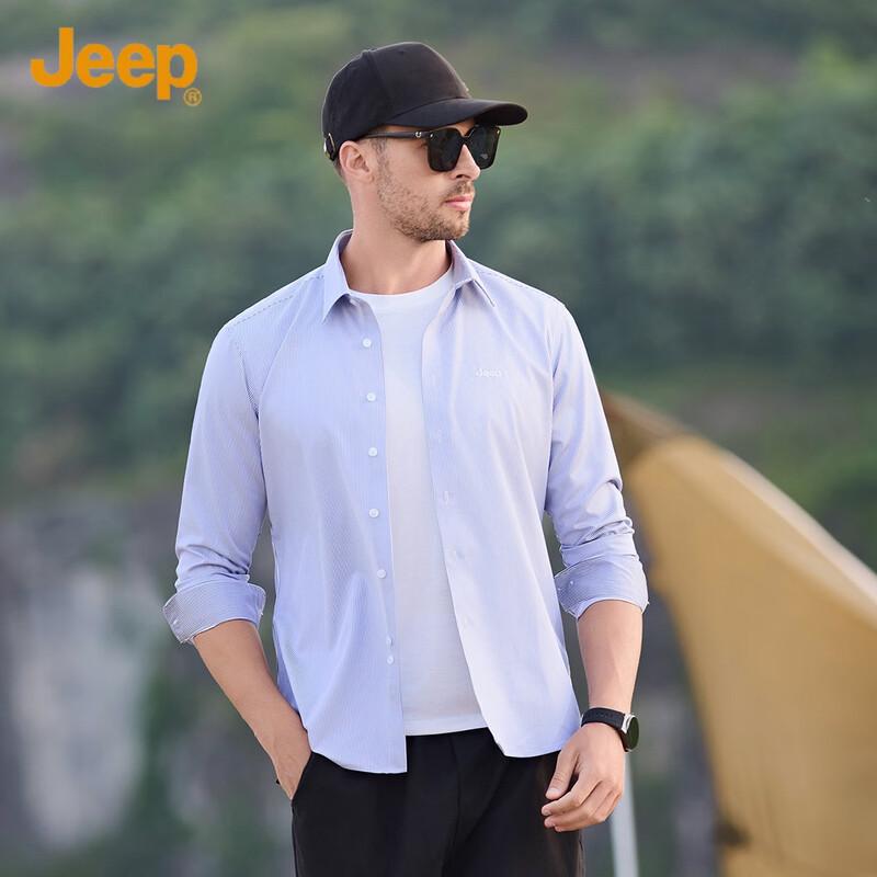 JEEP Men s Casual Striped Long Sleeve Shirt 4XL