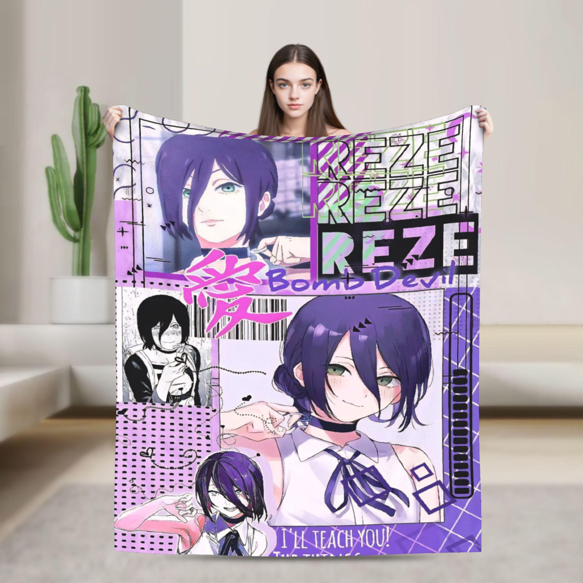

Chainsaw Man Anime Reze Throw Fashion Blanket for Couch Fuzzy Soft Plush Fashion Blanket Multi-size Bedspread for All Seasons 100x150cm