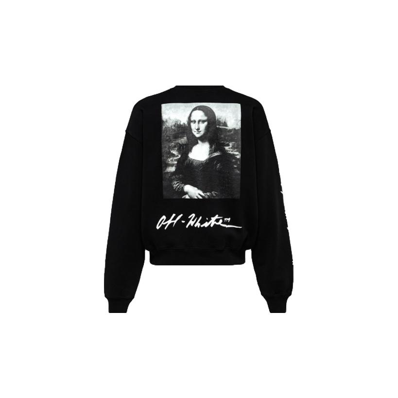 Off-White Mona Lisa Print Crew Neck Sweatshirt Men Tops Black OMBA035S190030051020