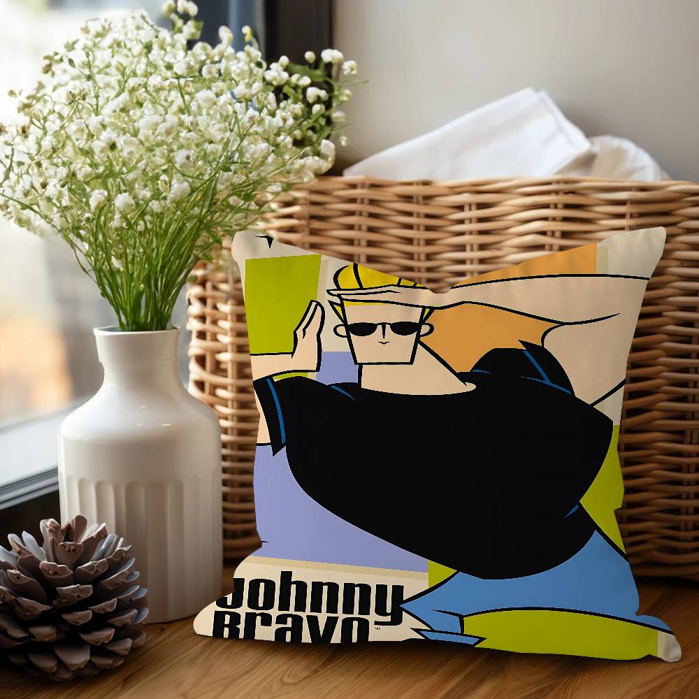 Cartoon J-Johnny Bravo Cushion Cover Inches Farmhouse Decor Home Throw Pillow Covers For Couch Decorations