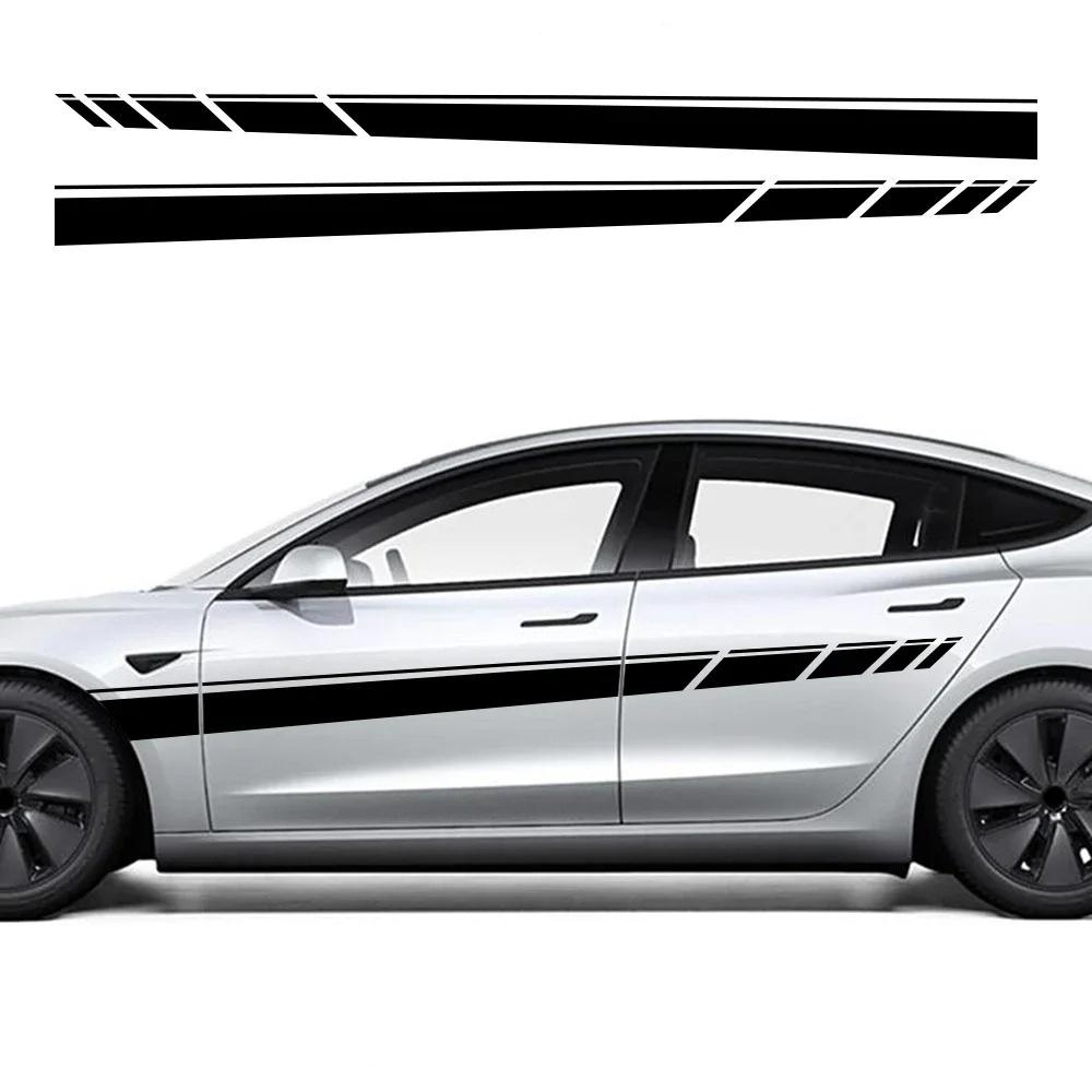 Car Body Side Door Stripes Sticker Auto Vinyl Film Waterproof Sports Style Auto Decoration Decal Accessories For Tesla Model 3