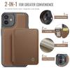 For iPhone 12/12 Pro Case Leather Mobile Cover with Detachable Magnetic Card Bag