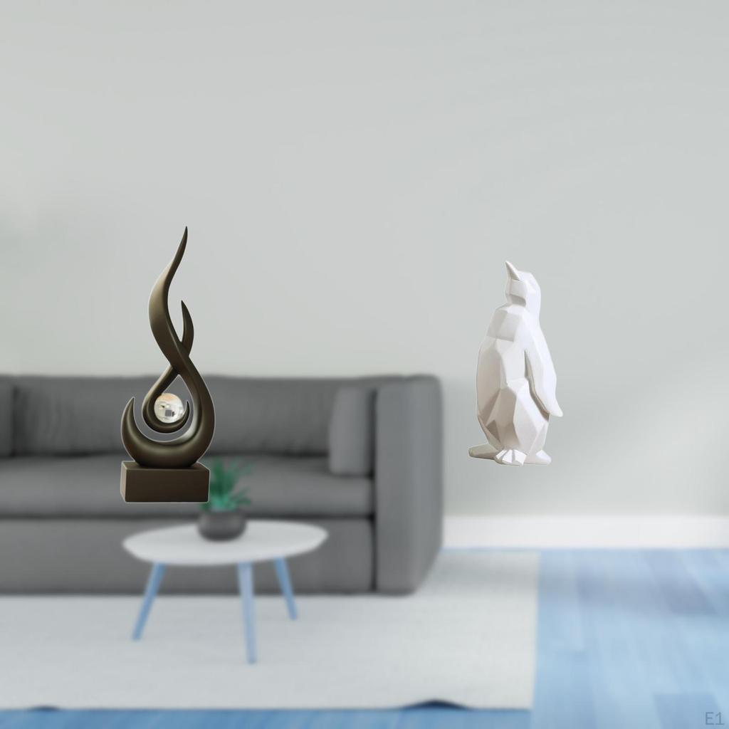 Abstract Flame Penguin Resin Figurine Modern Art Sculpture Collectable Craft Keepsake Decorative