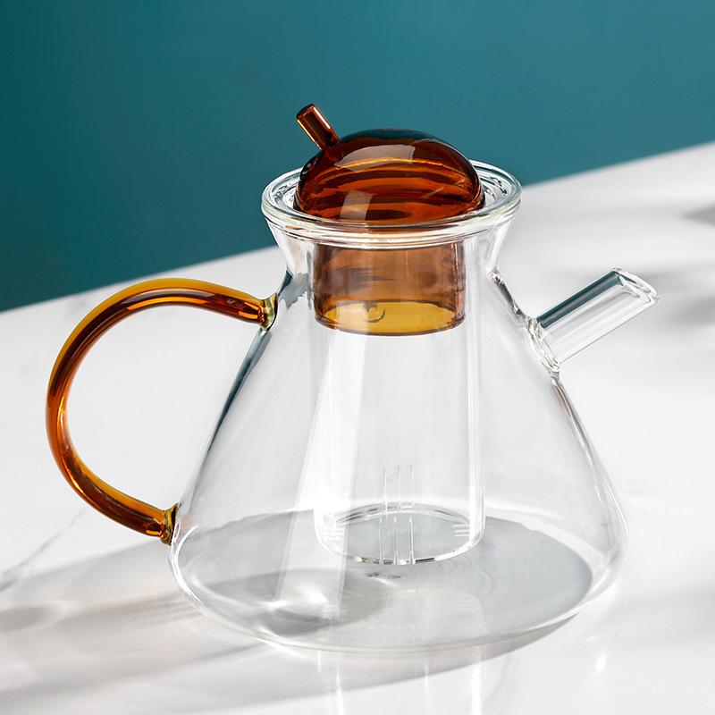 500ml Nórdico Alto Borosilicato Colorido Tapa de Olla Vidrio Elaboración de Té Tetera de Flores Juego Resistente al Calor Cafetera Tetera Japonesa