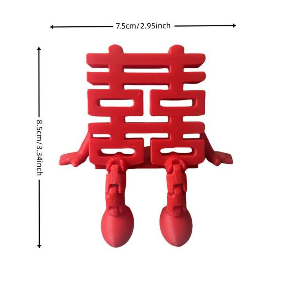 New 3D Red Xi Word Ornaments Double Happiness Plastic Chinese Wedding Supplies Traditional Room Decor Wedding Gift