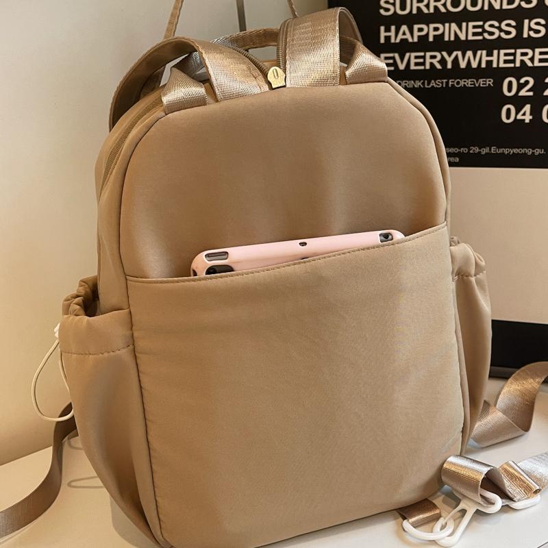 Nylon Backpack Lightweight Commuter Backpack Solid Color Tote