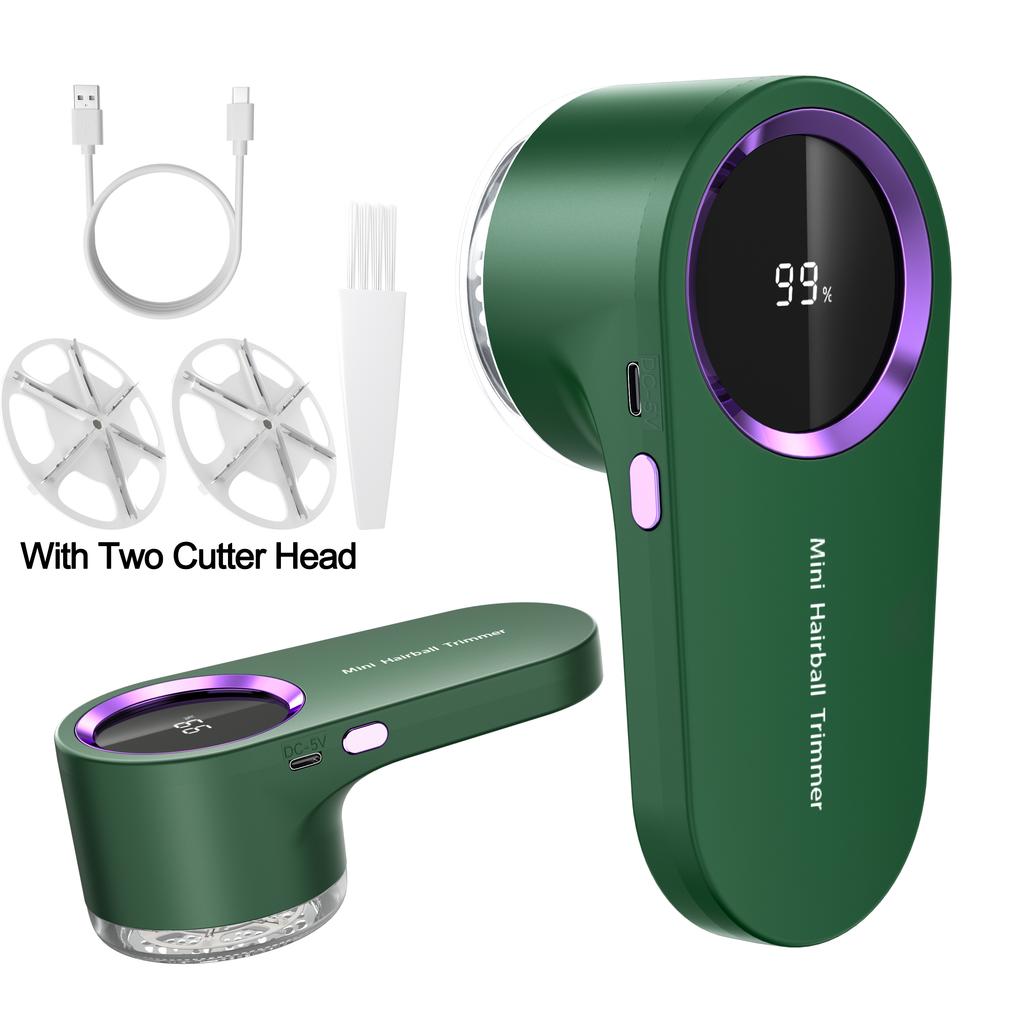 Portable USB Rechargeable Electric Lint Shaver and Fabric Trimmer with Digital Display, Includes Two Blades – Ideal for Clothes