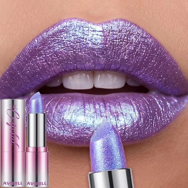 14Color Metallic Violet Lipstick Polarizing Pigment Diamond Glitter Lipgloss Waterproof Lasting Gold Pearl Shine Sexy Lip Makeup