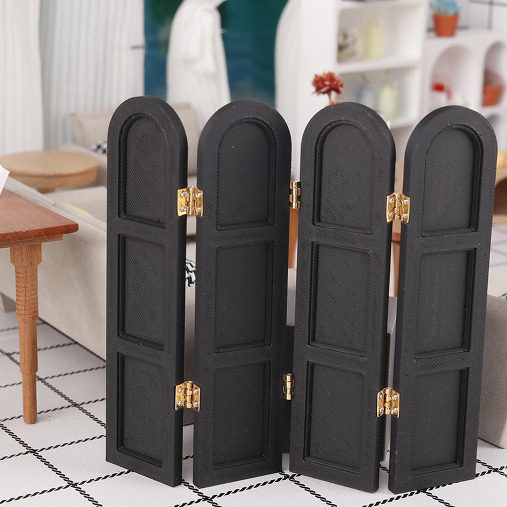 Miniature Room Divider Screen With Foldable Panel For 1:12 Doll House Scene Setting And Craft Model Collection Decors