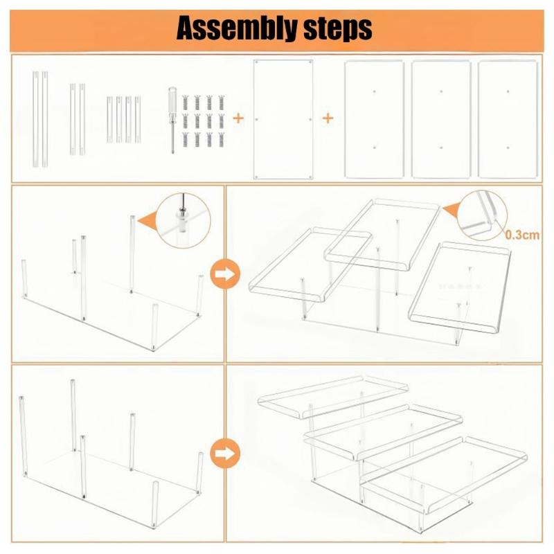 Clear 3 Layer Step Design Serving Tray For Cakes Dessert Display Stable Acrylic Structure Perfect For Celebration Event Home Decors Organizers