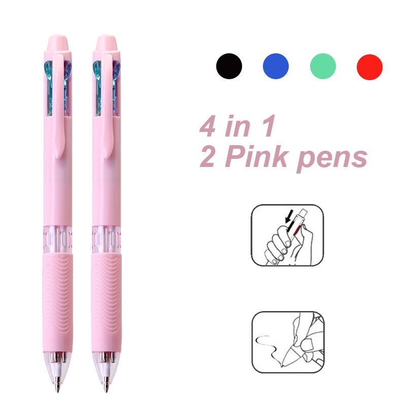 Caneta Esferográfica Multifuncional 4 em 1 0,7mm Conjunto Colorido Retrátil Escrita Suave Refis de 4 Cores Ideal Para Uso no Escritório