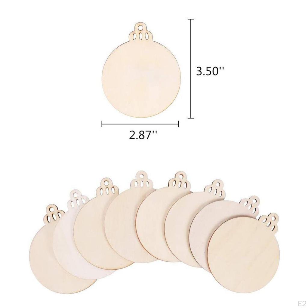 50x Christmas Wooden Round Tags Natural DIY Chips Hanging Ornaments