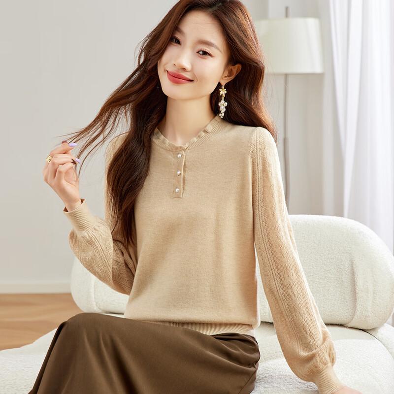 

Women s 100% Wool Lace Trim Knit Sweater L