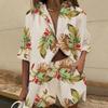 Summer Women's Two Piece Short Sets Women Casual Print Short Sleeve Shirts 2 Piece Set Shorts Loose Office Shirts Suit Outfites