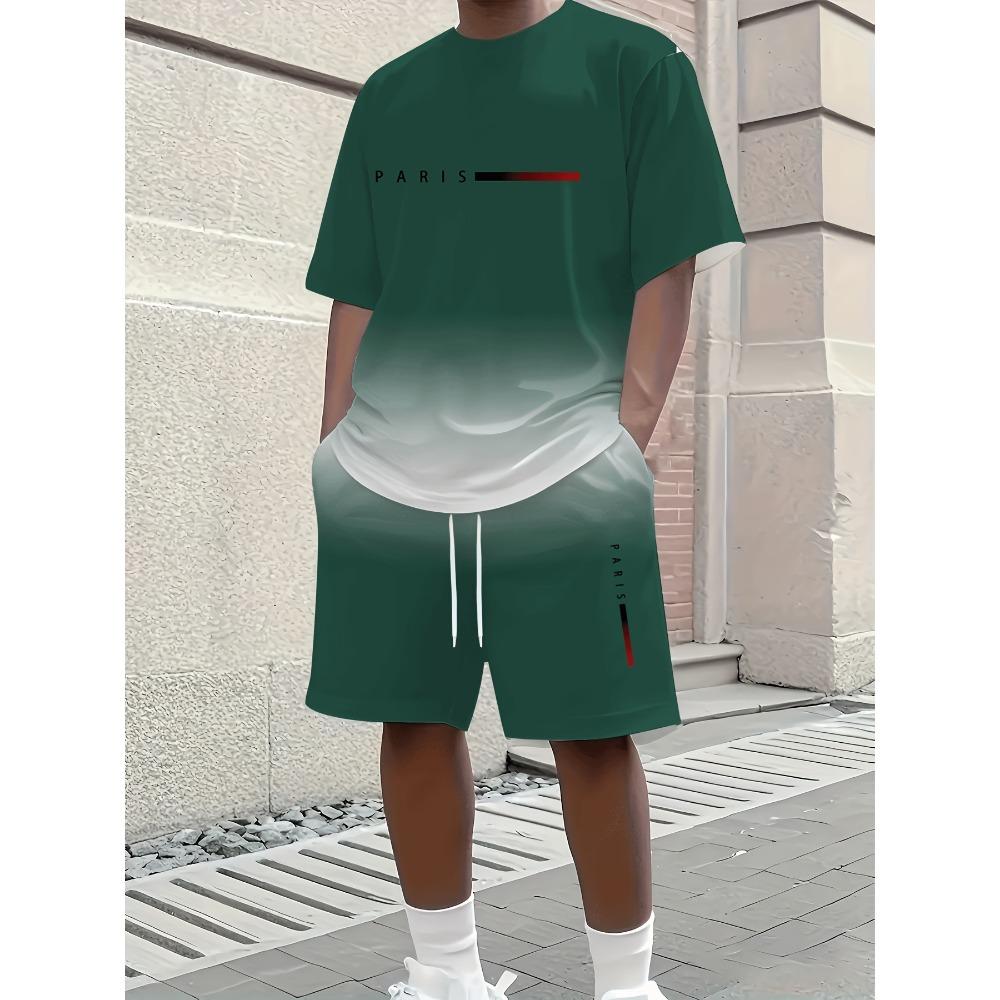 Men's sports set two-piece round neck short sleeved top and shorts men's running set plus size T-shirt men's summer T-shirt