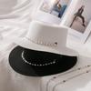 Summer Straw Sun Hat for Women - Faux Pearl Decorated, Stylish Protection for Face and Neck, Perfect for Outdoor Activities