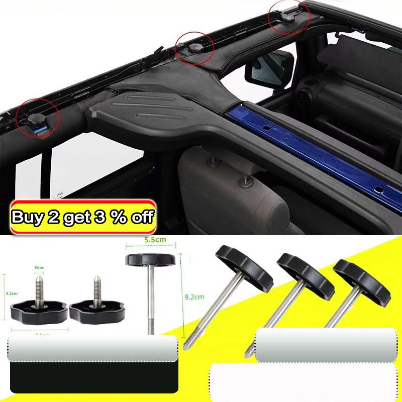 

6pcs Soft Top Roof Window Frame Surround Fastener Thumb Screws Nuts Knob P for Jeep Wrangler JK 2007-2018 (2 Short + 4 Long)