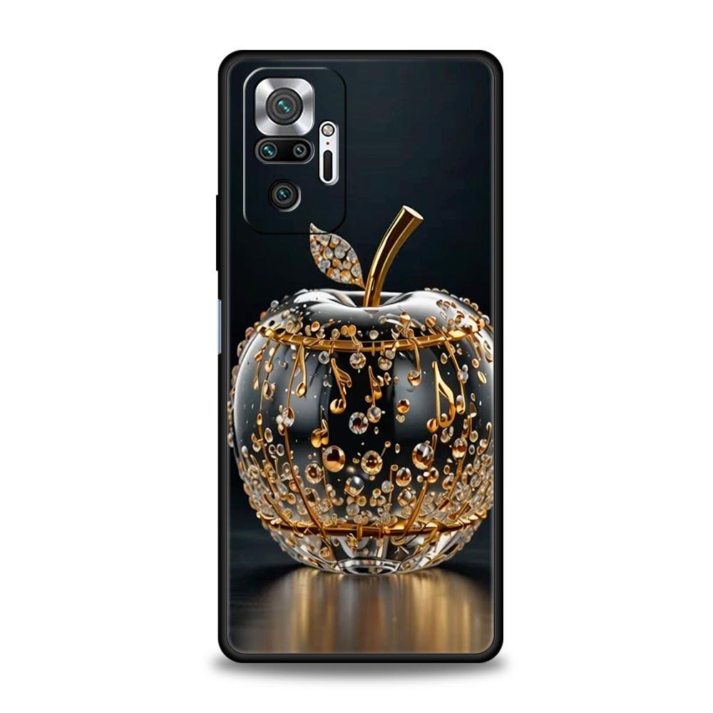 Happy Black Apple Phone Case Cover for Redmi 14C 10C Note 15 14 13 12 10 11 K40 Pro Plus 5G Shockproof Soft TPU Shell Funda Bag