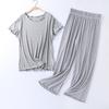 Japanese Summer Ladies Cotton Modal Short-sleeved Nine-point Pants Suit Home Service Suit Women's Large Size Home