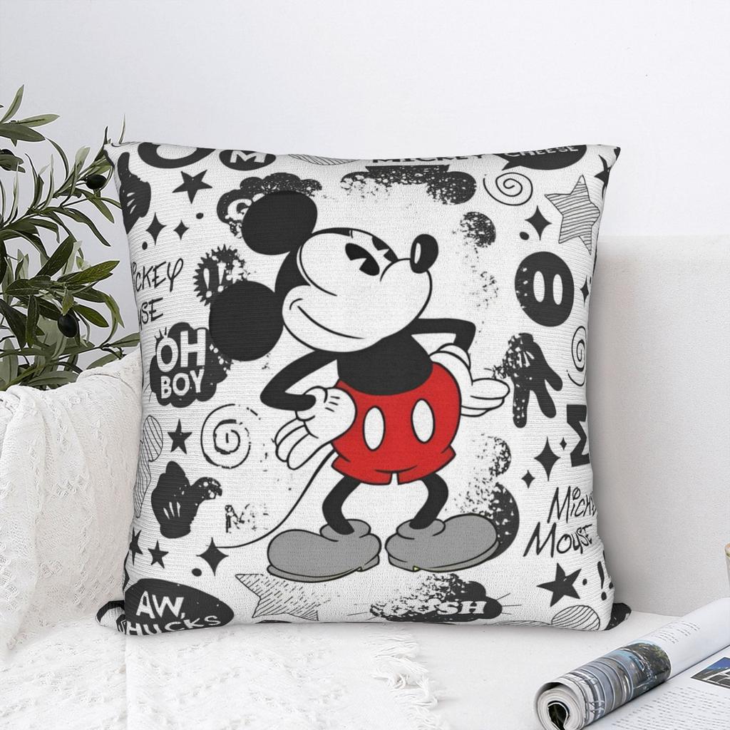 Retro Mickey Minnie Cartoon Square Pillow Cases Cushion Covers Funny Zipper Decorative Pillowcase for Home 40x40cm