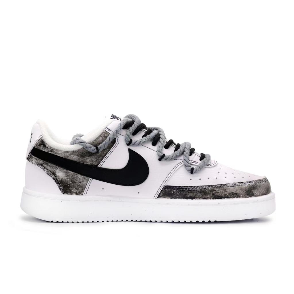 Nike Court Vision 1 Slip-Resistant Cushioning Wear-Resistant Low-Top Skateboard Shoes Men's Black White Gray DH2987-101(team488-)