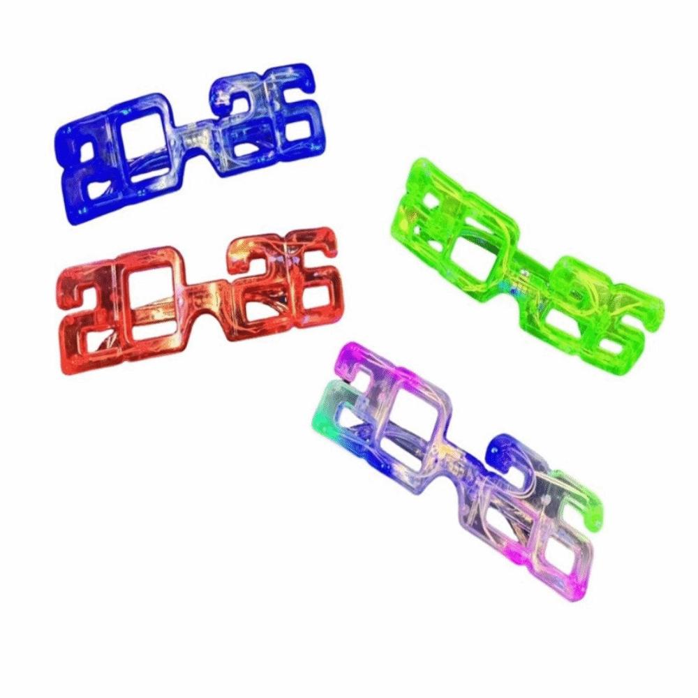 LED Glow 2026New Year Glow Glasses Square Shape New Year Party Glasses New Year Gift